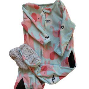 🐘 5 / $10 | Mint Elephant PJ with Pink Elephants